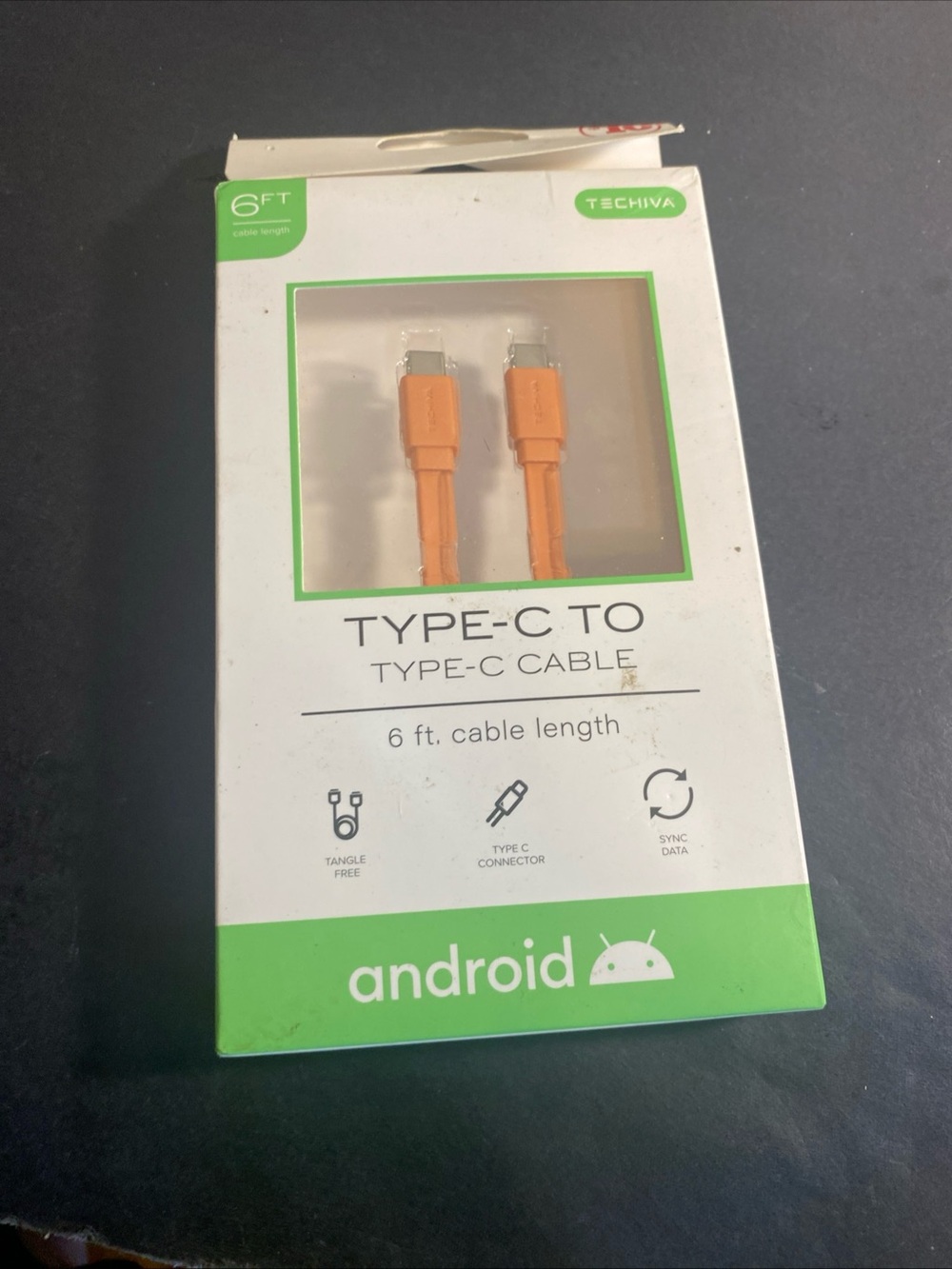 Techiva USB-C To ISB -C CABLE 6 Ft. Cable Fast Charge & Sync Android NEW (A3)